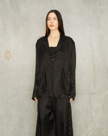 Black Jacquard Sag Blazer
