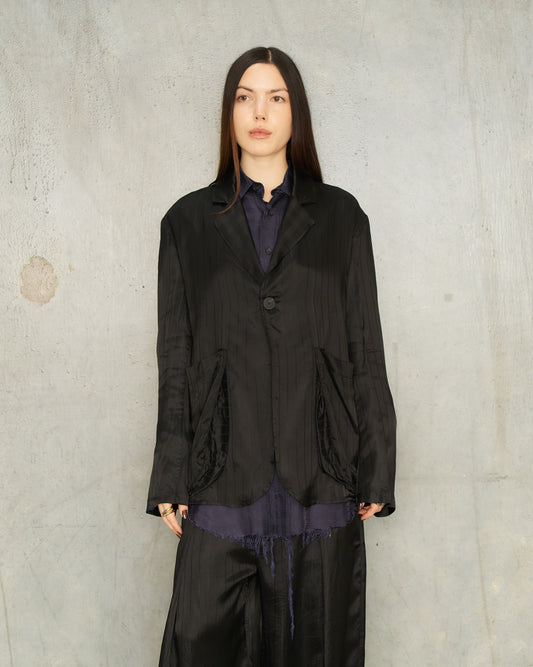 Black Jacquard Sag Blazer