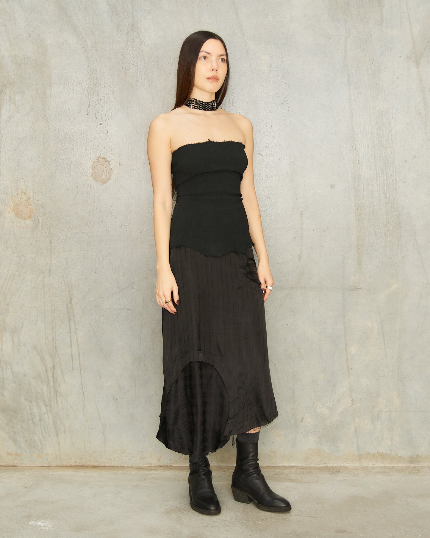 Black Plaid Side View Skirt