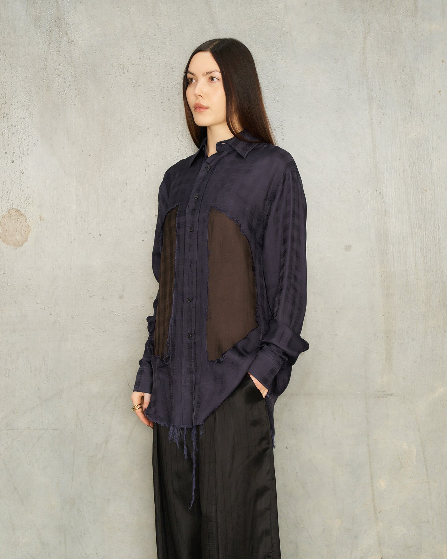 Navy Brown Plaid Window Shirt