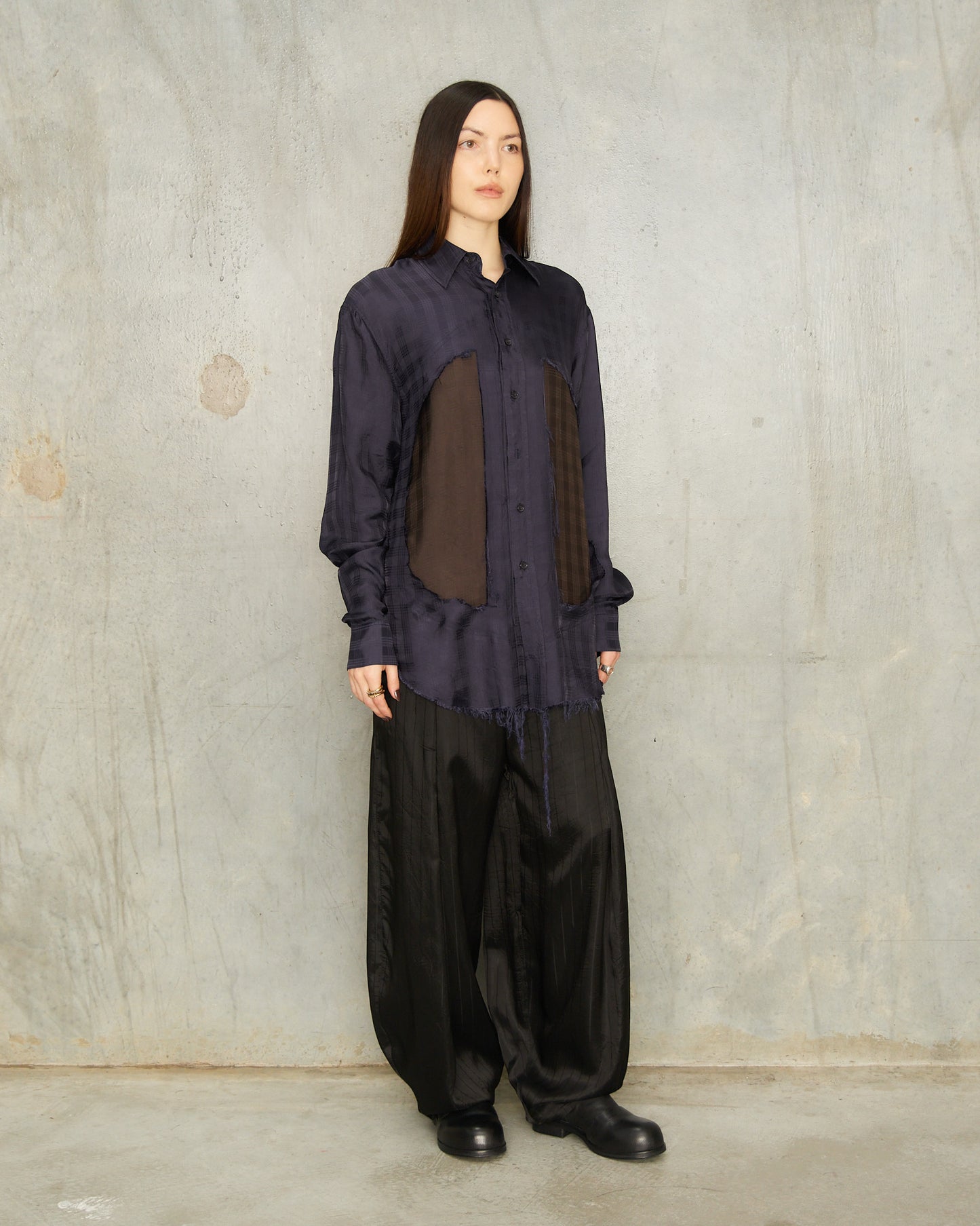 Navy Brown Plaid Window Shirt