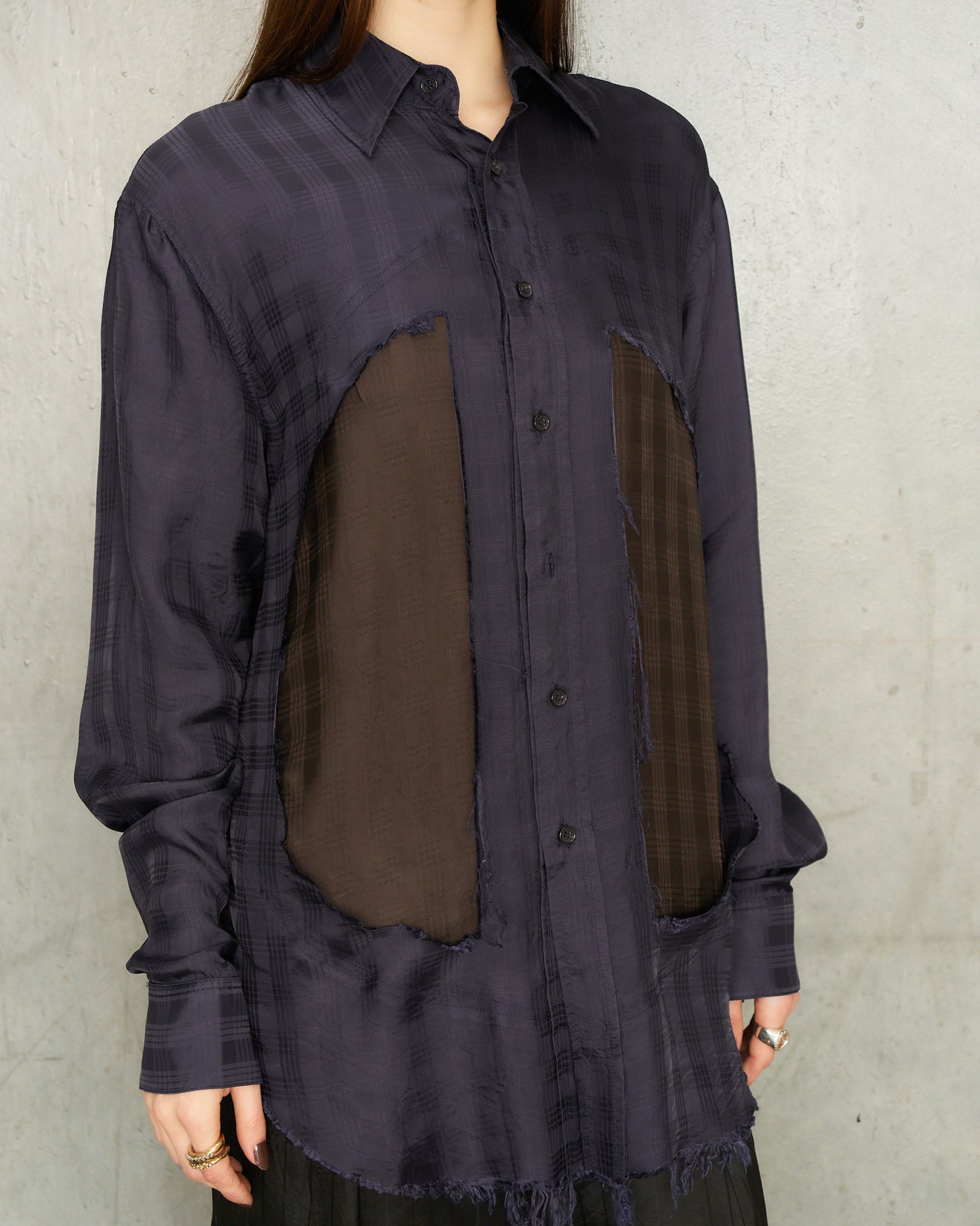 Navy Brown Plaid Window Shirt