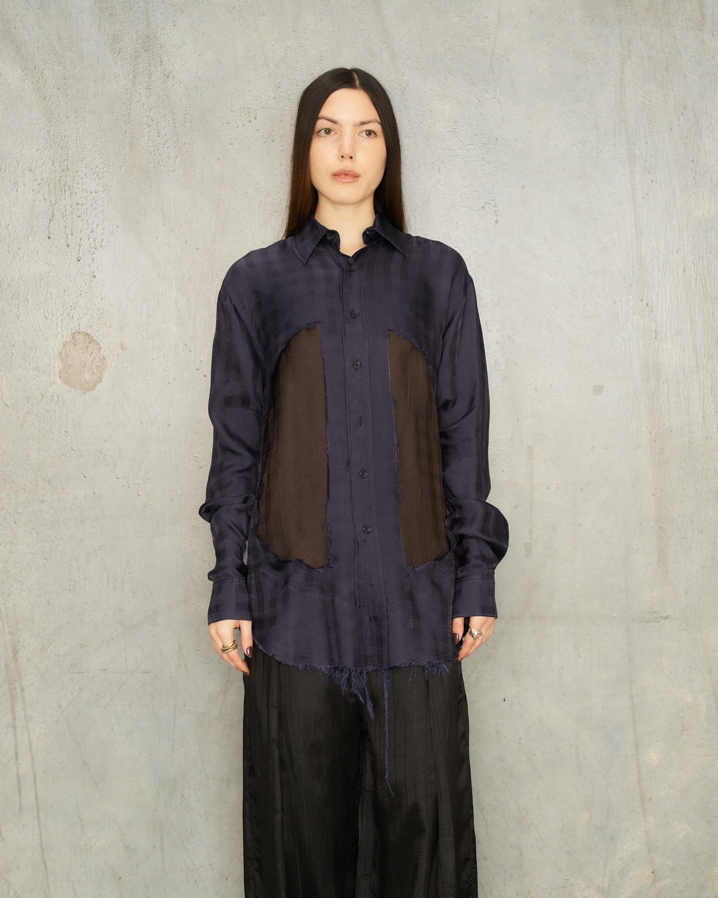 Navy Brown Plaid Window Shirt