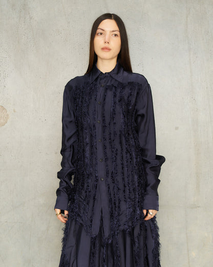 Navy Scratched Twill Shirt