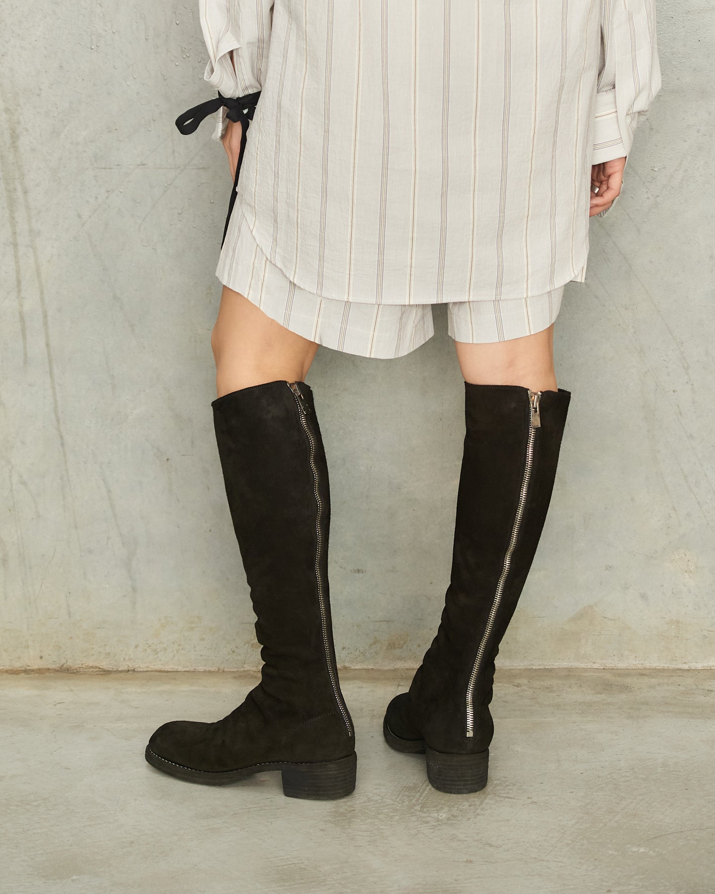 Black Suede 7910Z Knee Length Boots