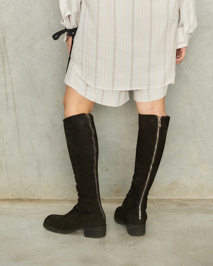 Black Suede 7910Z Knee Length Boots