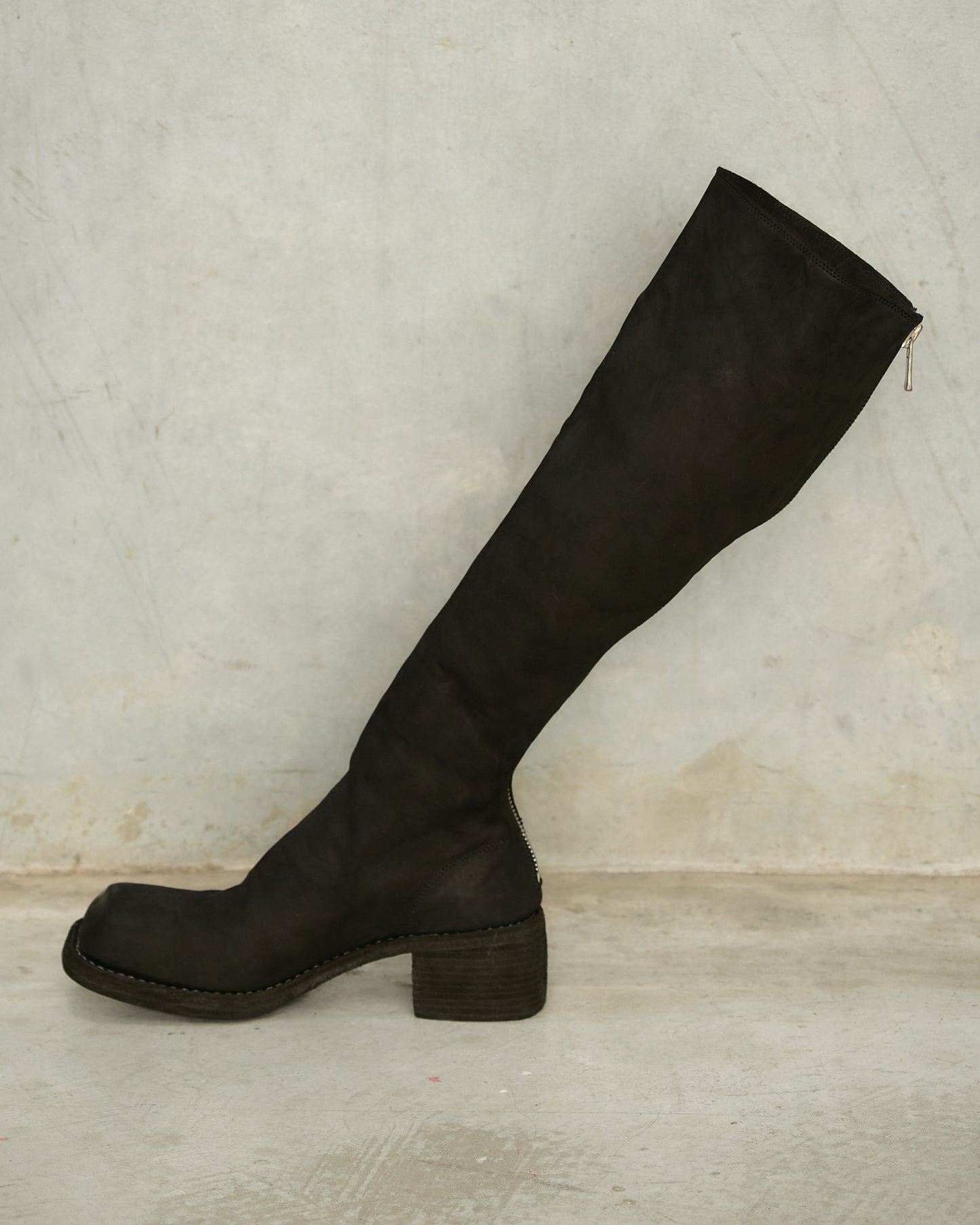 Black 90810 Square Toe High Boots