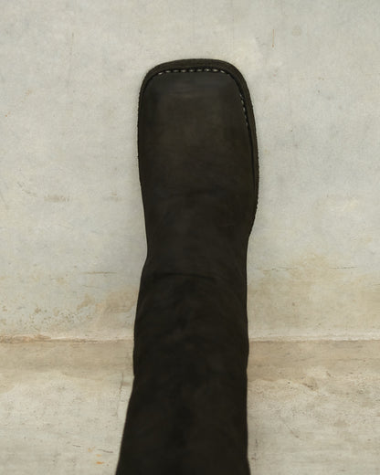 Black 90810 Square Toe High Boots