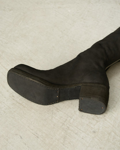 Black 90810 Square Toe High Boots