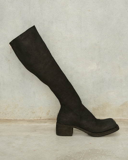 Black 90810 Square Toe High Boots