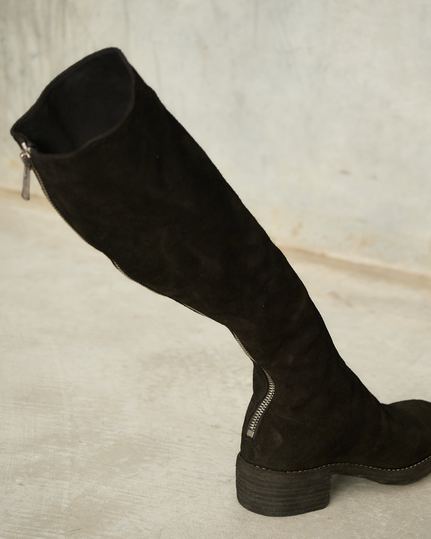 Black Suede 7910Z Knee Length Boots