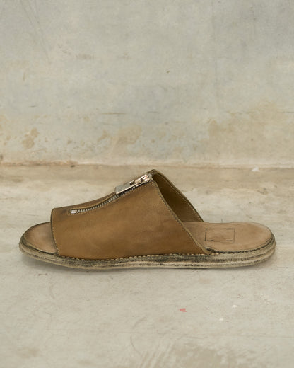 Olive BRKZ06 Leather Zip Sandal