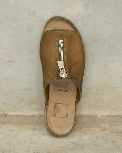 Olive BRKZ06 Leather Zip Sandal