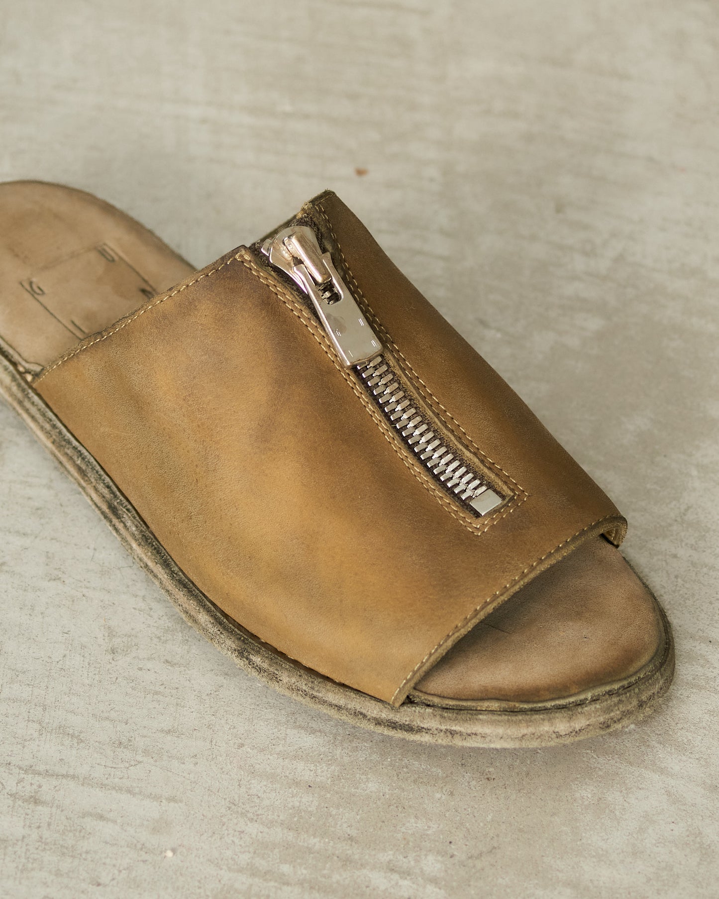 Olive BRKZ06 Leather Zip Sandal