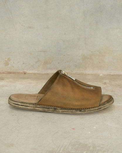 Olive BRKZ06 Leather Zip Sandal