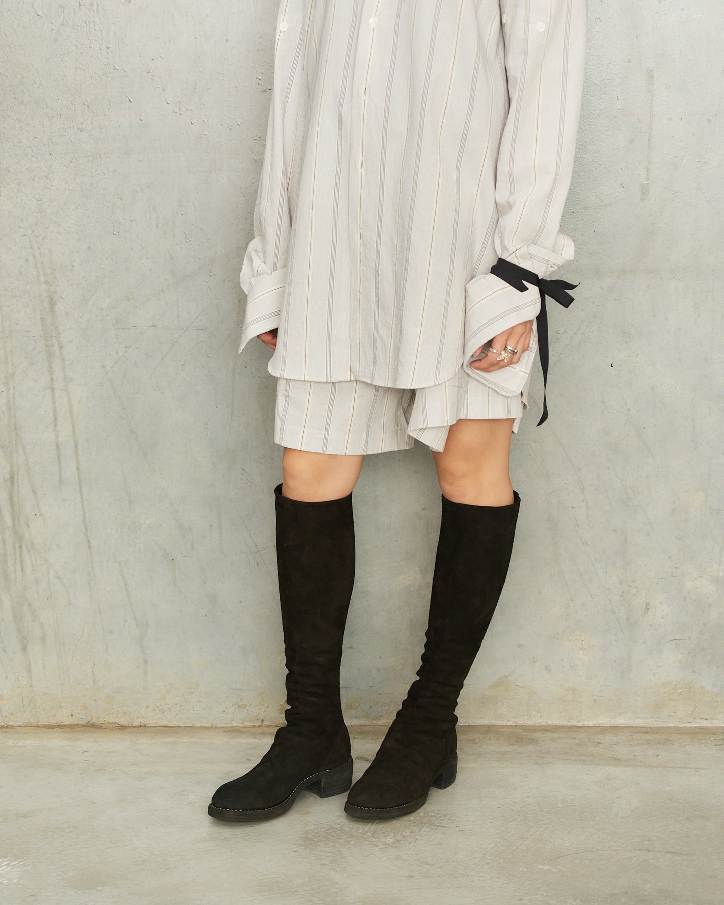Black Suede 7910Z Knee Length Boots