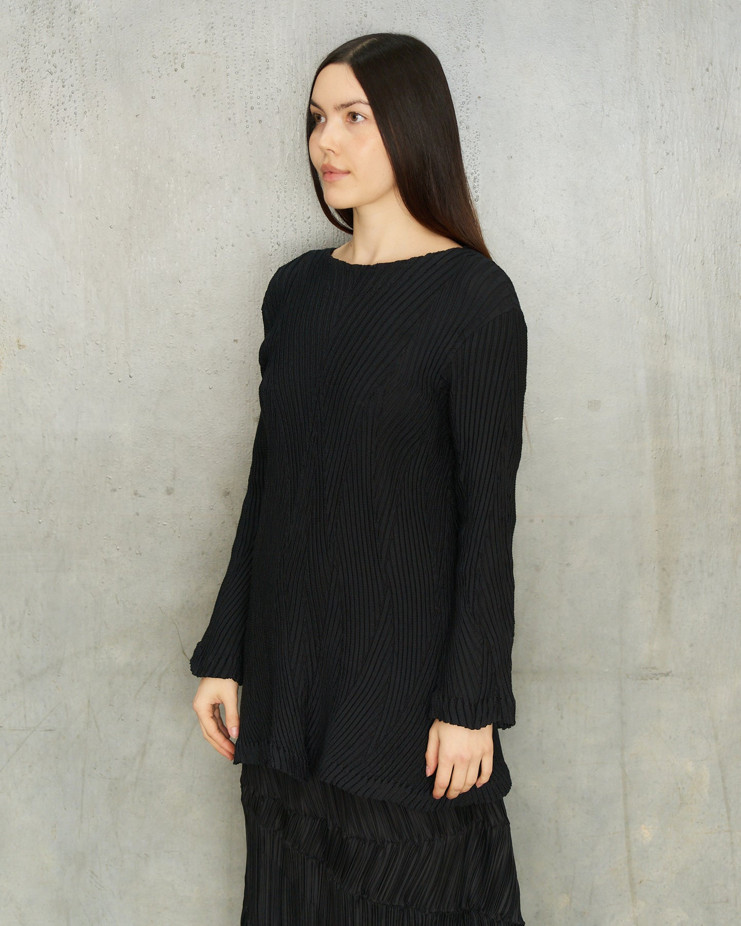 Issey Miyake Black Thick Pleat Tunic