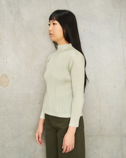 Sage Green High Neck Long Sleeve Top
