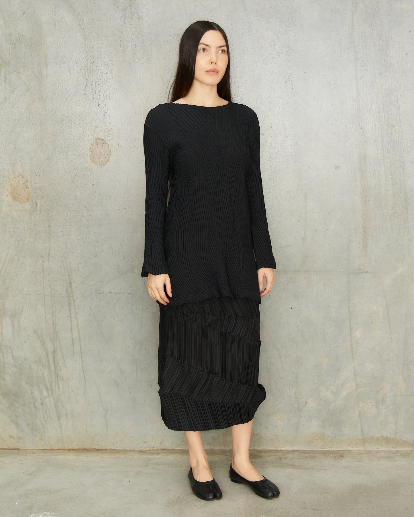 Issey Miyake Black Thick Pleat Tunic