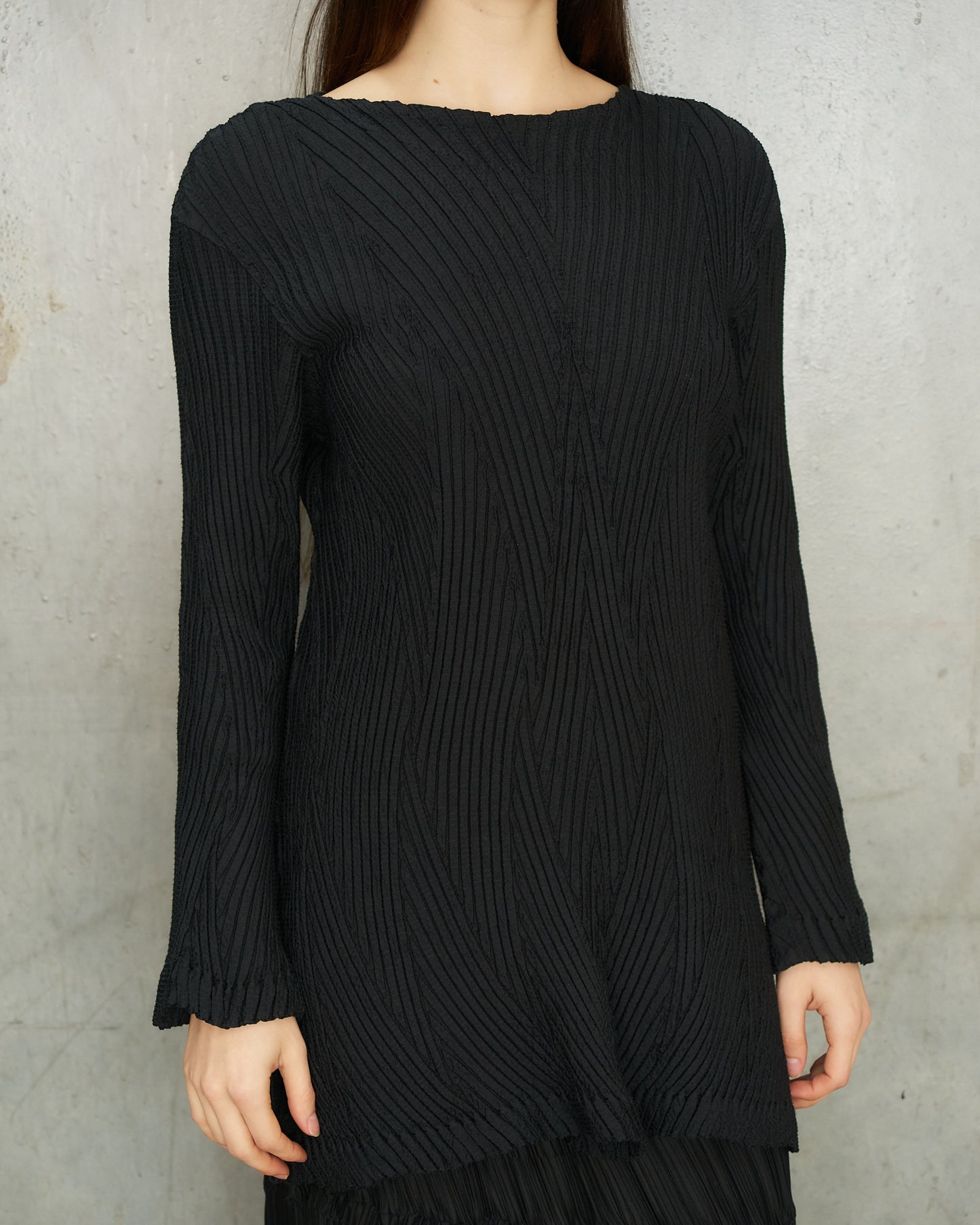 Issey Miyake Black Thick Pleat Tunic