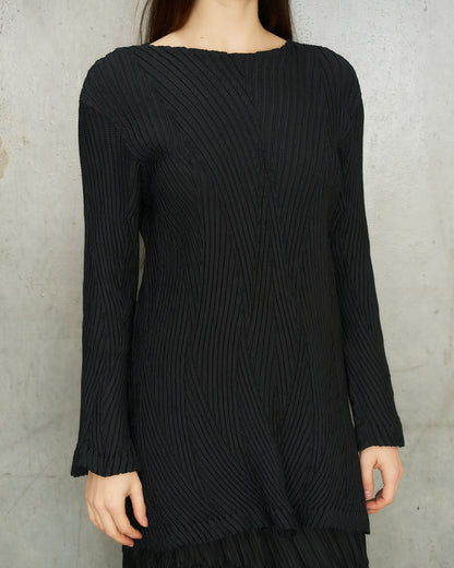 Issey Miyake Black Thick Pleat Tunic