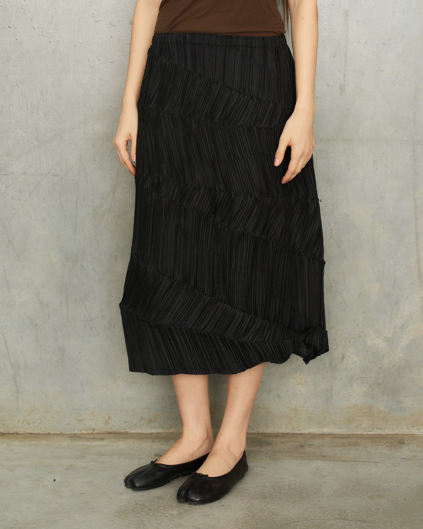 Issey Miyake Black Diagonal Pleat Skirt