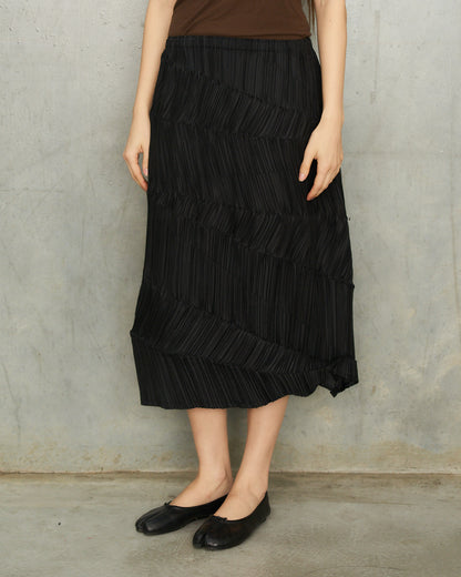 Issey Miyake Black Diagonal Pleat Skirt