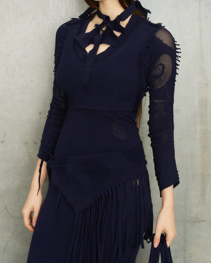 Issey Miyake SS1996 A-POC Navy Dress Ensemble