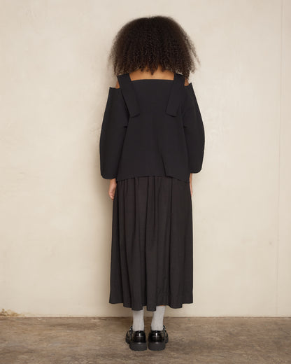 Black Belt Pleat Top