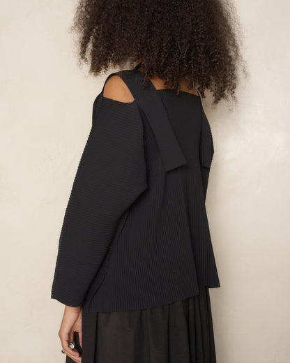 Black Belt Pleat Top