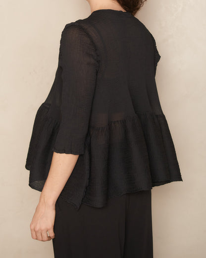 Black Bounce Sheer Crepe Top