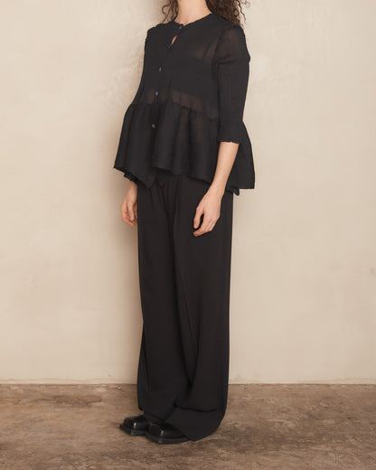 Black Bounce Sheer Crepe Top