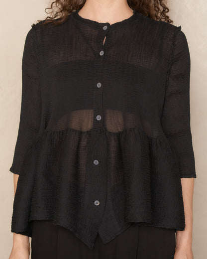 Black Bounce Sheer Crepe Top
