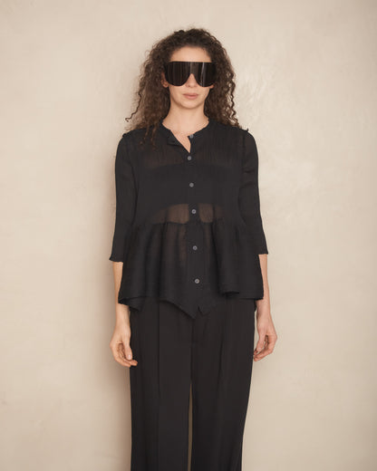 Black Bounce Sheer Crepe Top