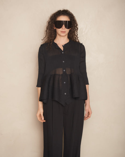 Black Bounce Sheer Crepe Top