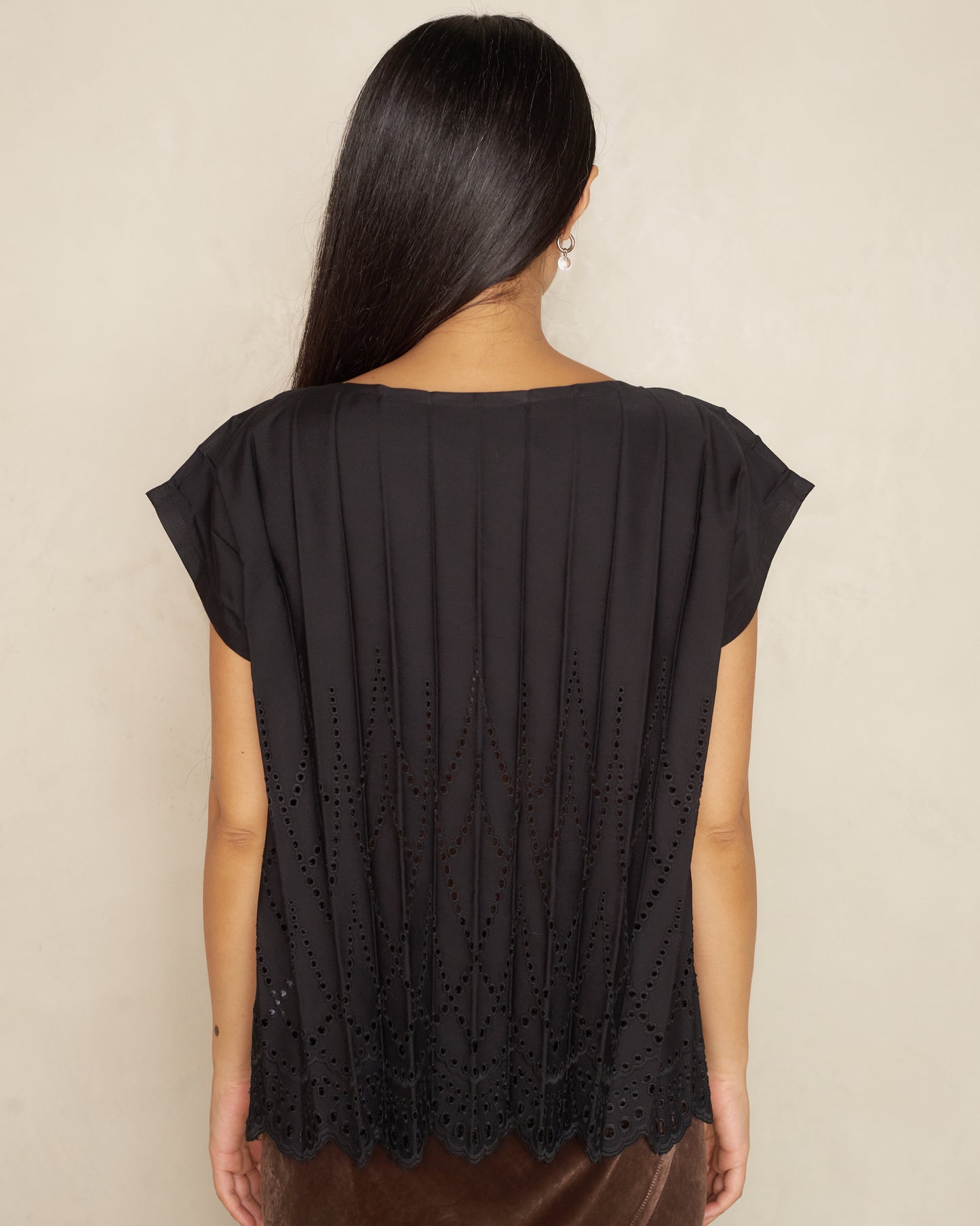 Black Lace Pleat Shirt