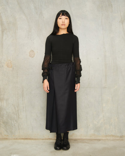 Black Adjustable Long Skort