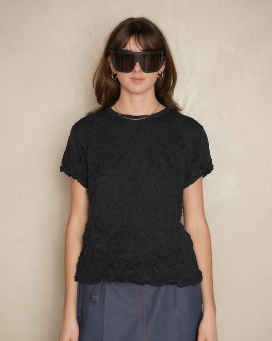 Black Meringue Crinkle T-Shirt