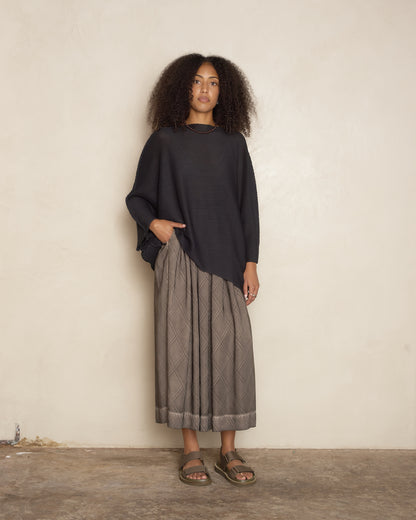 Black Sector Stretch Knit Pleat Top
