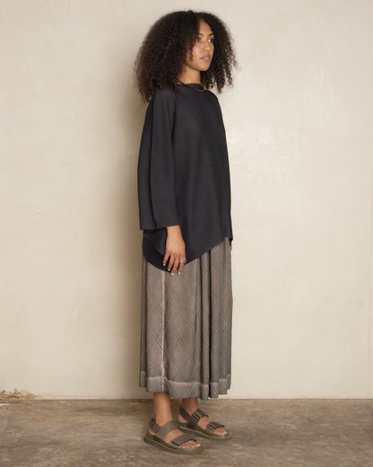 Black Sector Stretch Knit Pleat Top