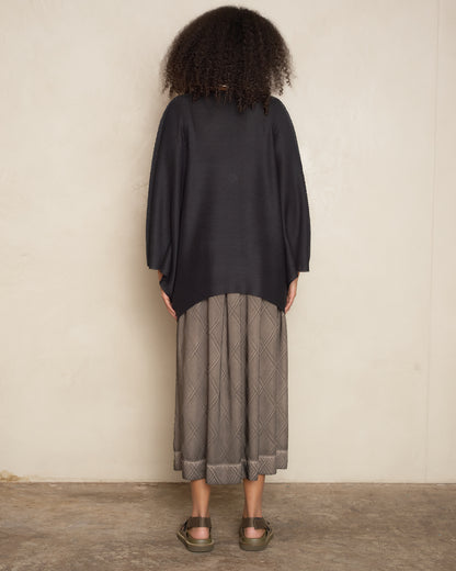 Black Sector Stretch Knit Pleat Top