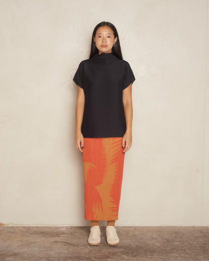Black Square Stretch Pleat Top