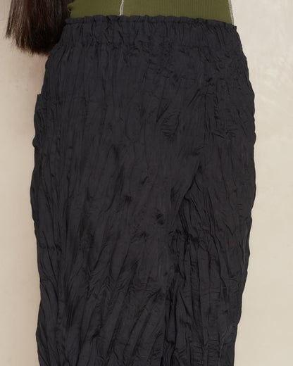 Black Whip Pleat Pants
