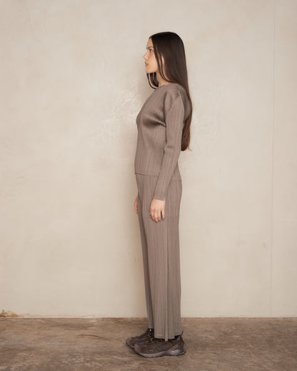 Khaki Signature Pleat Trouser