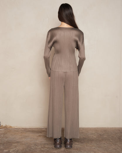 Khaki Signature Pleat Trouser