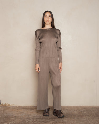 Khaki Signature Pleat Trouser
