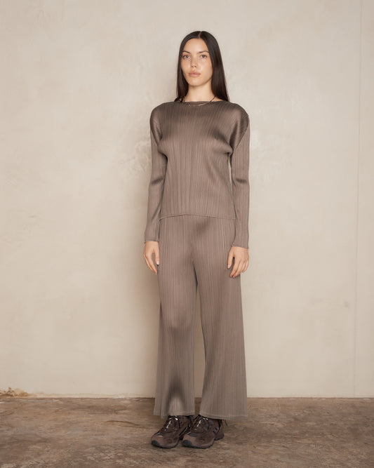 Khaki Signature Pleat Trouser