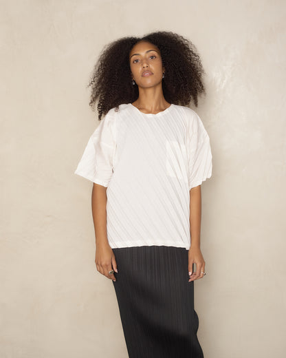 Off White Angle Pleats Short Sleeve Shirt