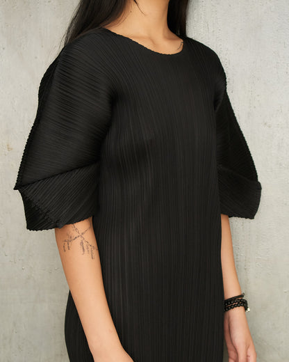 Black Diagonal Sleeve Dress