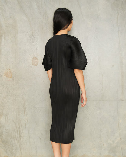 Black Diagonal Sleeve Dress